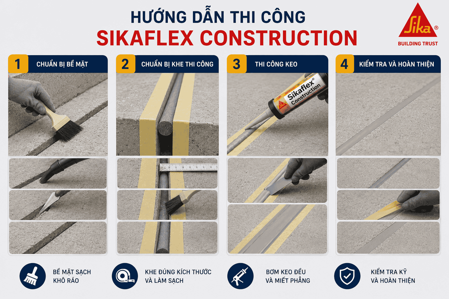 Hướng dẫn thi công Sikaflex Construction
