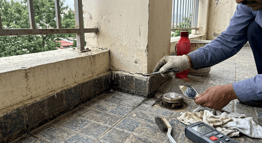 Kiểm tra gì trước khi xử lý thấm chân tường ban công?