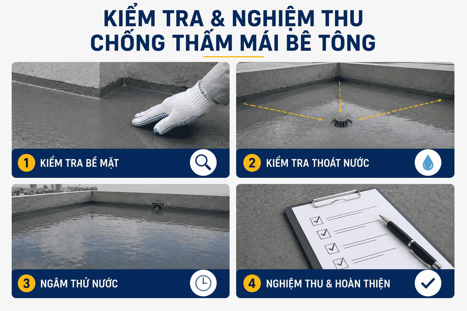 Cách kiểm tra và nghiệm thu sau khi chống thấm