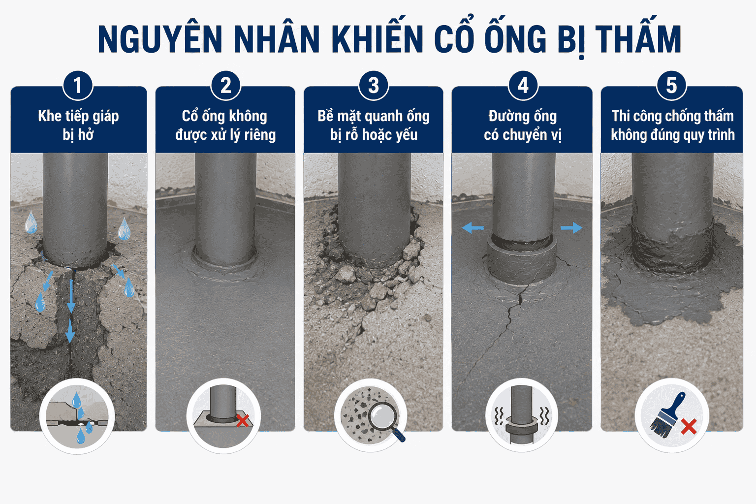 Nguyên nhân khiến cổ ống bị thấm