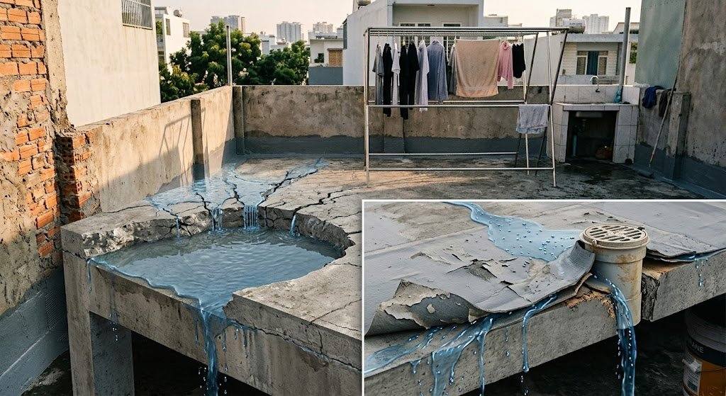 Nguyên nhân khiến sân phơi bị thấm