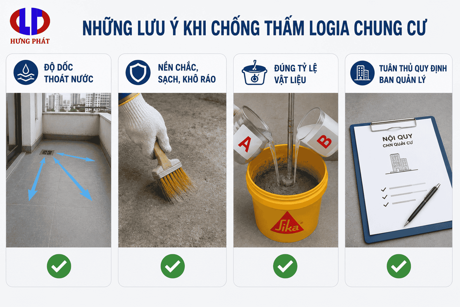 Những lưu ý khi chống thấm logia chung cư