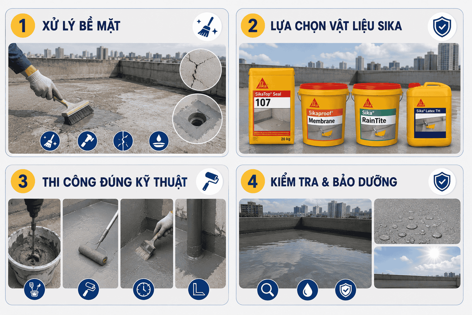 Những lưu ý khi thi công chống thấm sân thượng