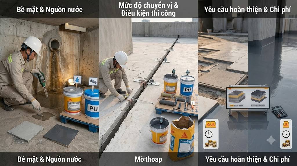 Những yếu tố cần cân nhắc trước khi lựa chọn Sika và PU