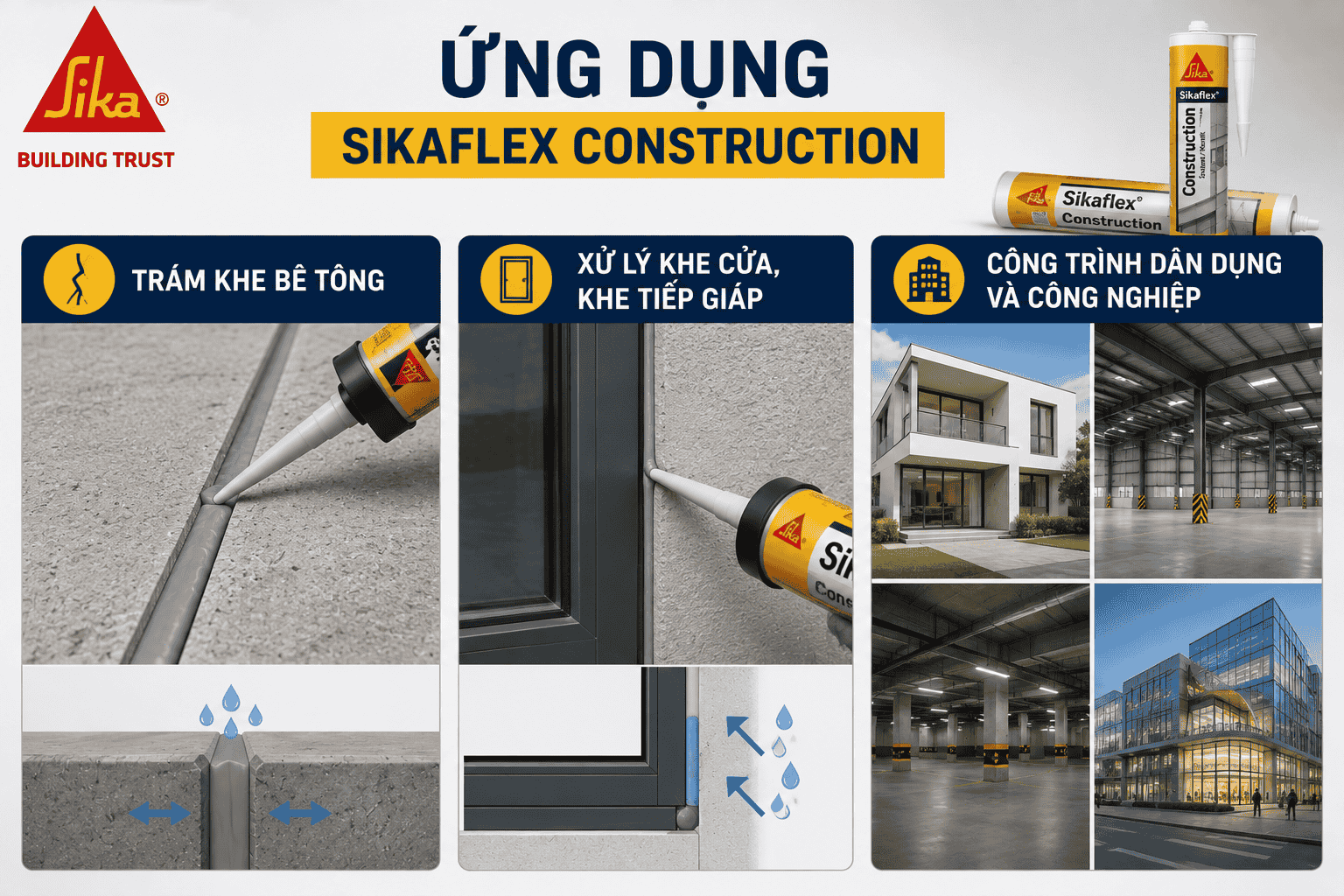 Ứng dụng của Sikaflex Construction