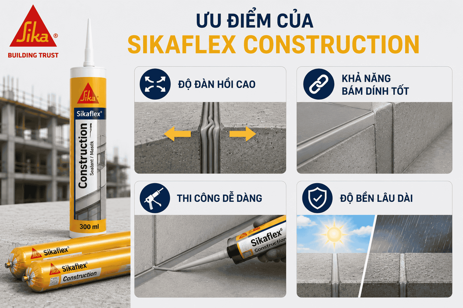 Ưu điểm của Sikaflex Construction