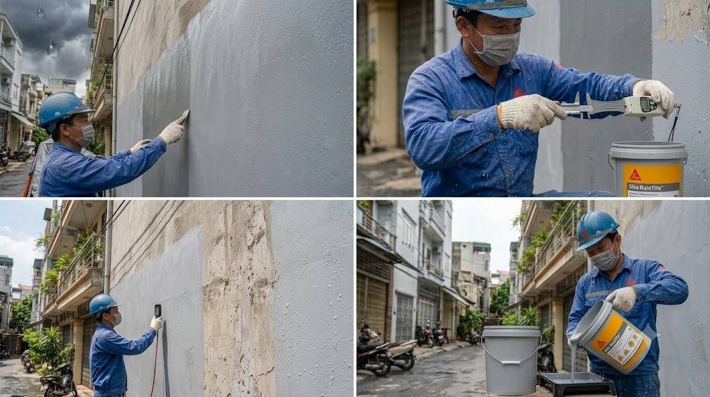 Ưu điểm của Sika RainTite khi chống thấm tường ngoài