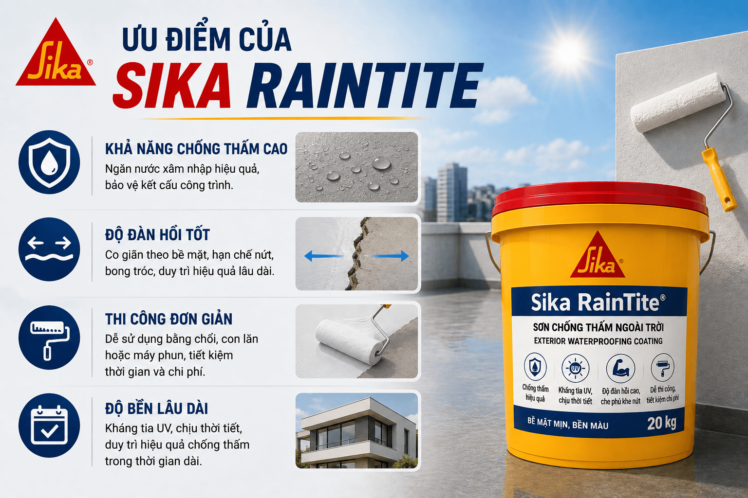 Ưu điểm của Sika RainTite