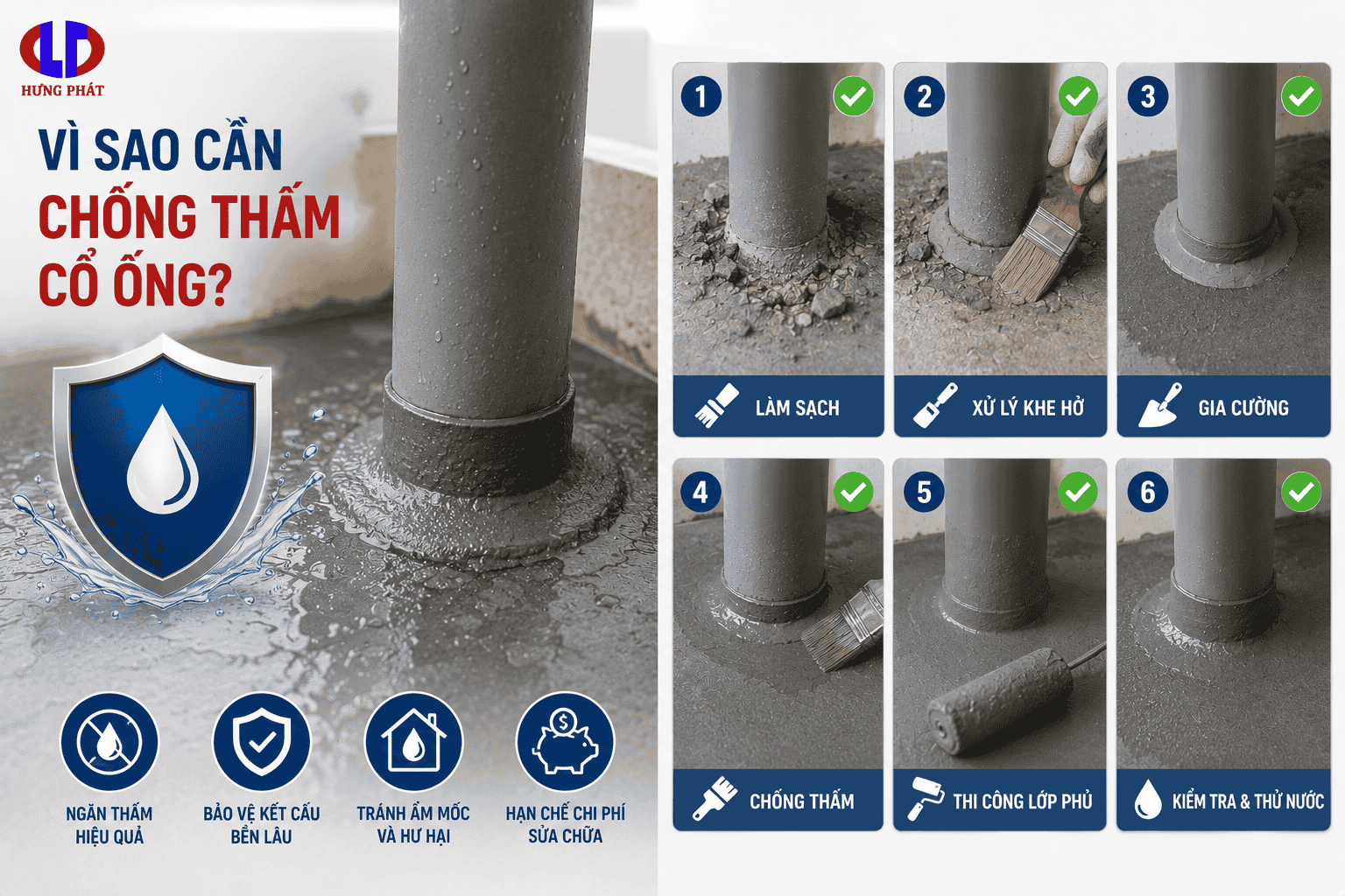 Vì sao cần chống thấm cổ ống?