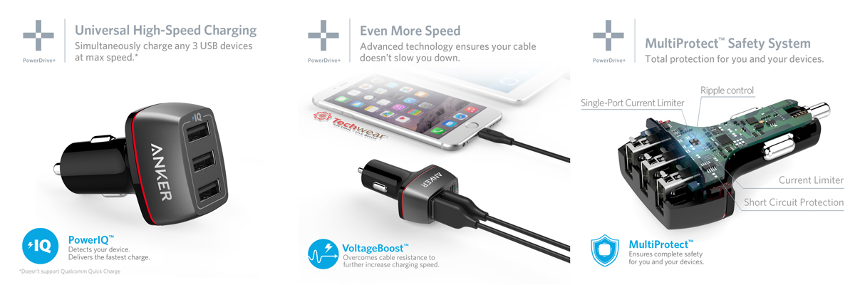 Sạc Xe hơi Anker PowerDrive+ 3 Cổng 36W