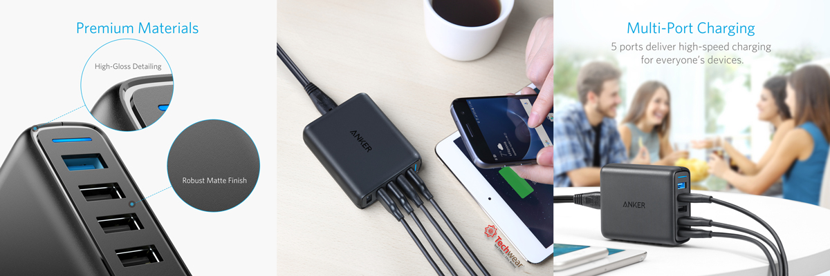 Sạc để bàn Anker PowerPort Speed 5 Cổng 51.5W