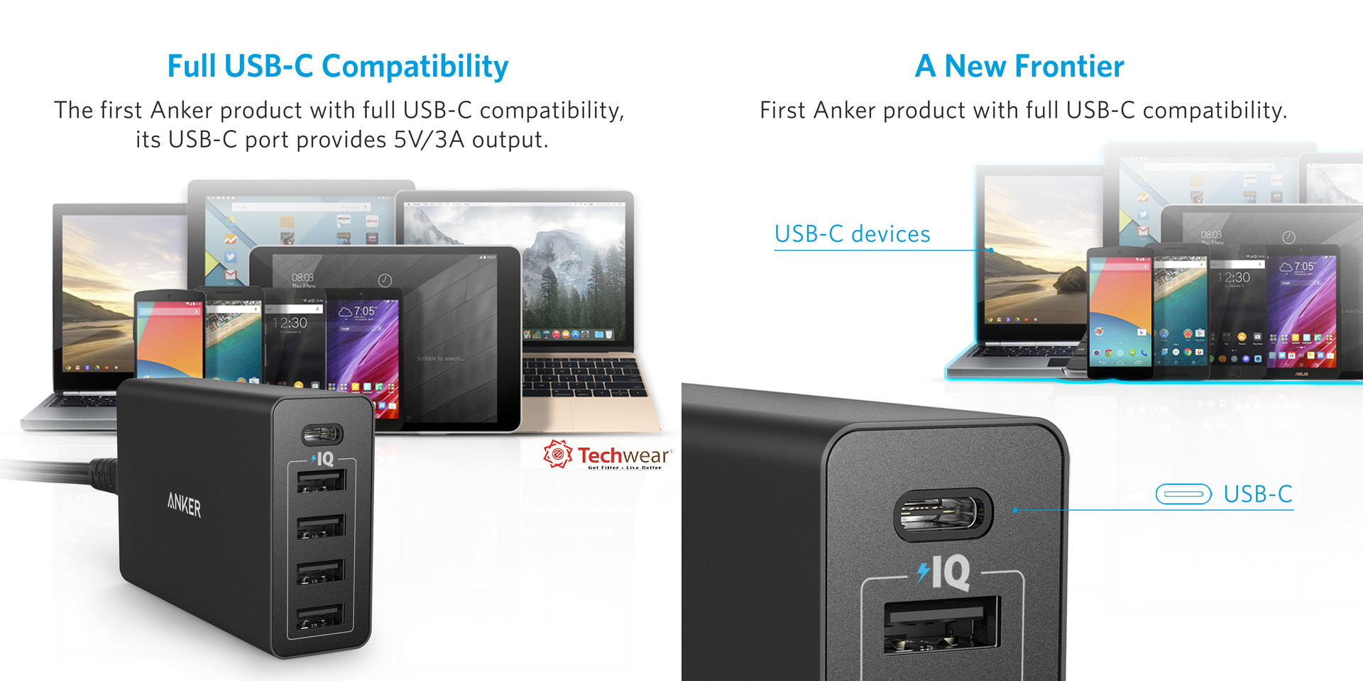 Sạc để bàn PowerPort 5 Cổng USB-C 40W