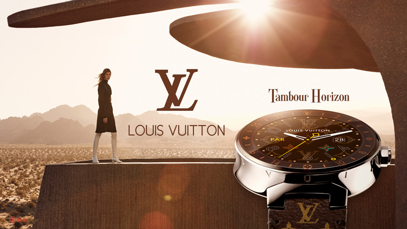 LOUIS VUITTON TAMBOUR WATCHES HORIZON MONOGRAM BROWN 42 WITH BLACK