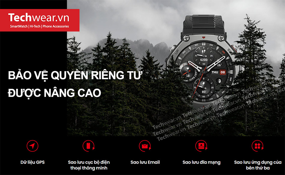 BẢO MẬT DỮ LIỆU ĐƯỢC NÂNG CAO Amazfit T-rex 3