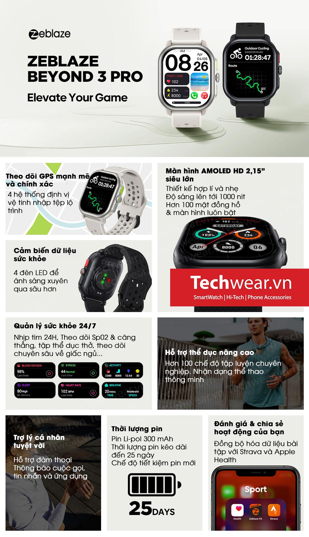 Techwear.Vn Đồng hồ thông minh Beyond 3 Pro GPS