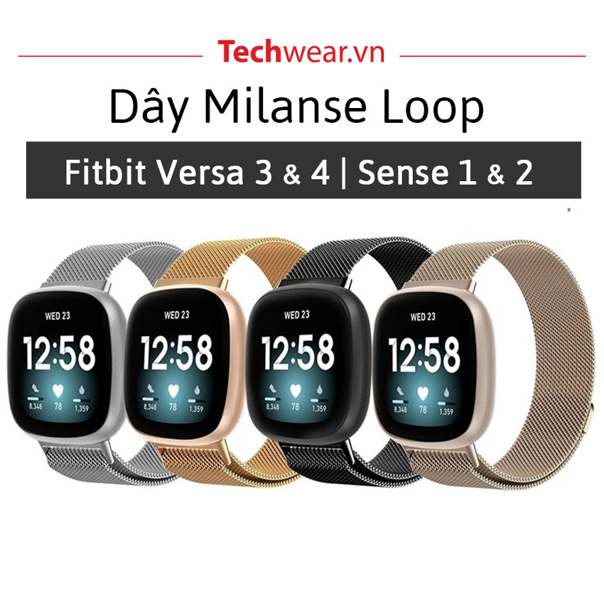 Dây thép lưới Milanese Loop cho Fitbit Versa 3 & 4 Sense 2