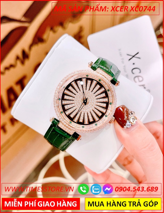 dong-ho-nu-xcer-mat-canh-hoa-xoay-full-da-rose-gold-day-xanh-la-timesstore-vn