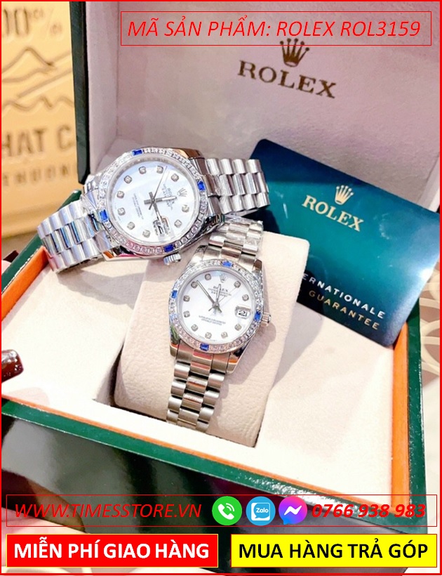 dong-ho-cap-doi-rolex-f1-oyster-datejust-mat-trang-day-kim-loai-timesstore-vn