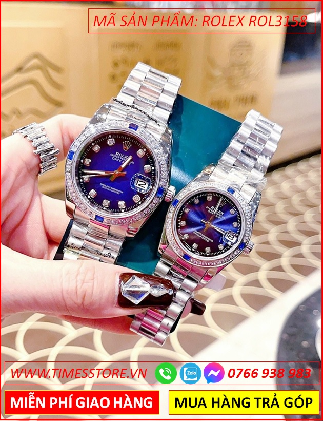 dong-ho-cap-doi-rolex-f1-oyster-datejust-mat-xanh-navy-day-kim-loai-timesstore-vn