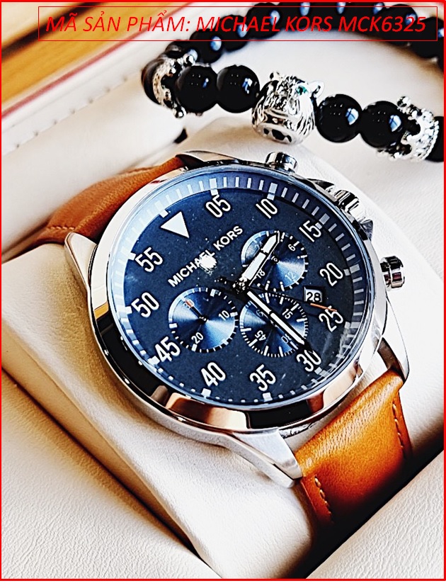 dong-ho-michael-kors-nam-chronograph-mat-xanh-day-da-nau-vang-dep-gia-re-timesstore-vn