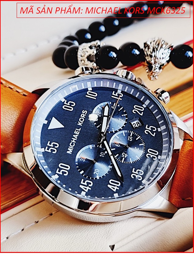 dong-ho-michael-kors-nam-chronograph-mat-xanh-day-da-nau-vang-dep-gia-re-timesstore-vn