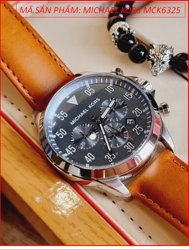 dong-ho-michael-kors-nam-chronograph-mat-xanh-day-da-nau-vang-dep-gia-re-timesstore-vn