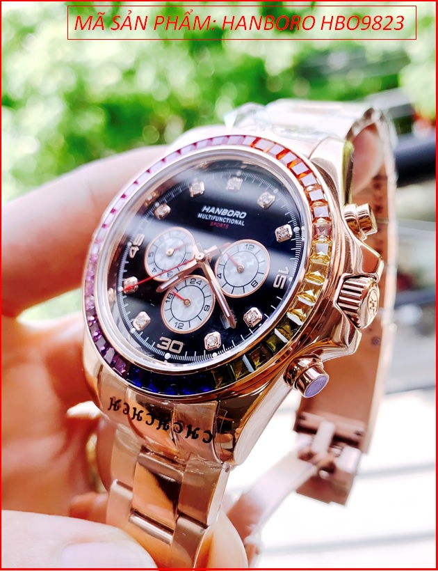 dong-ho-nam-hanboro-automatic-tua-rolex-day-kim-loai-rose-gold-timesstore-vn