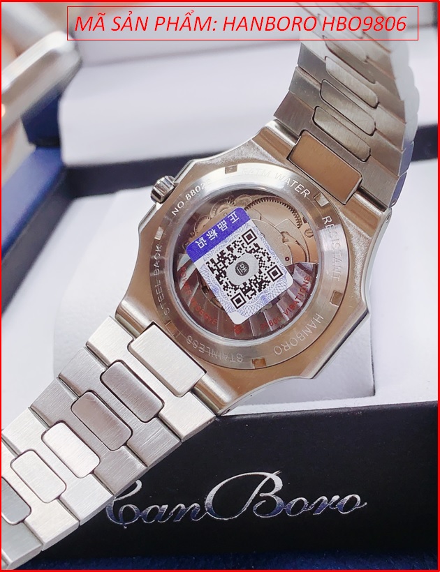 dong-ho-nam-hanboro-tua-patek-philip-dinh-da-mat-xanh-day-kim-loai-timesstore-vn