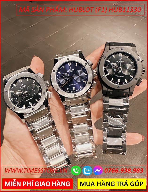 dong-ho-nam-hublot-f1-mat-tron-chronograph-day-kim-loai-den-timesstore-vn