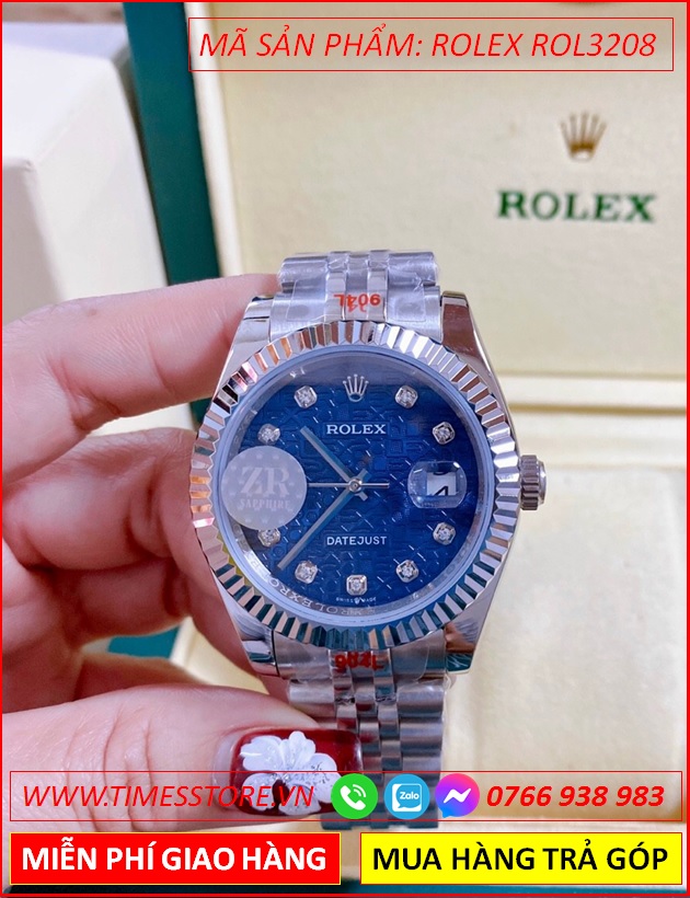 dong-ho-nam-rolex-date-just-f1-automatic-mat-xanh-khia-day-kim-loai-timesstore-vn