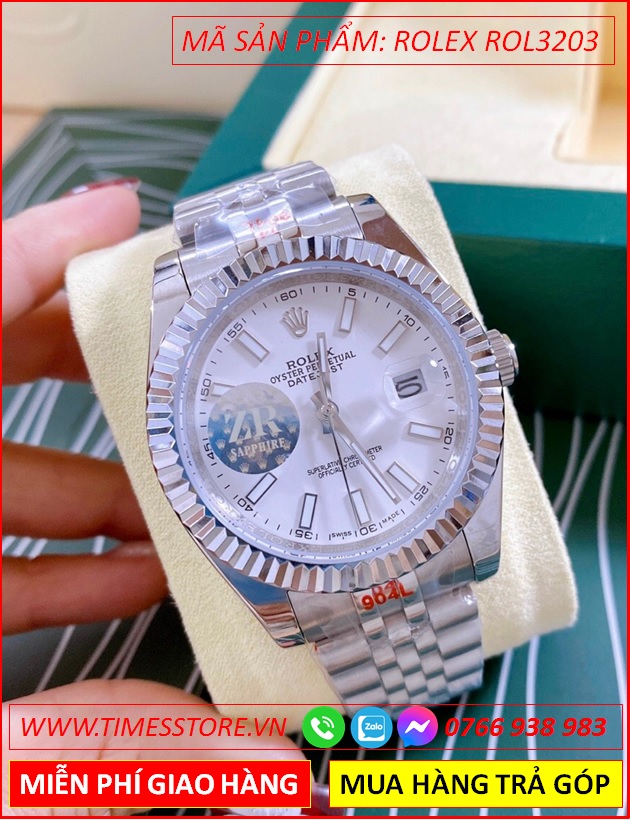 dong-ho-nam-rolex-f1-automatic-mat-trang-nieng-khia-day-kim-loai-timesstore-vn