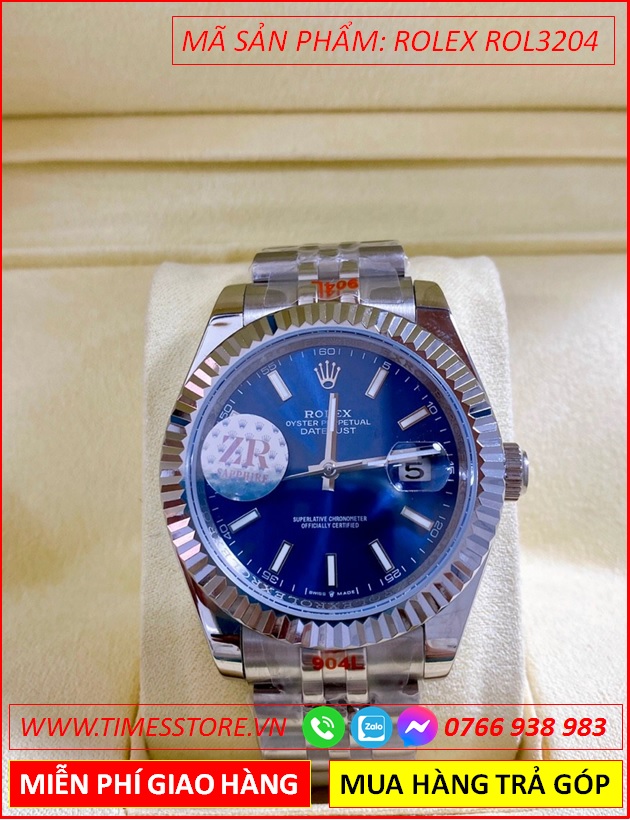 dong-ho-nam-rolex-f1-automatic-mat-xanh-nieng-khia-day-kim-loai-timesstore-vn