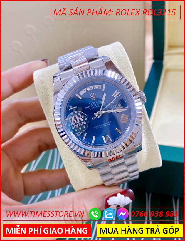 dong-ho-nam-rolex-f1-co-2-lich-mat-xanh-khia-day-kim-loai-timesstore-vn