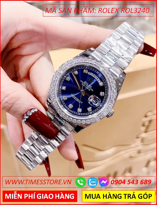 dong-ho-nam-rolex-f1-day-date-automatic-mat-xanh-co-2-lich-dinh-da-day-kim-loai-timesstore-vn