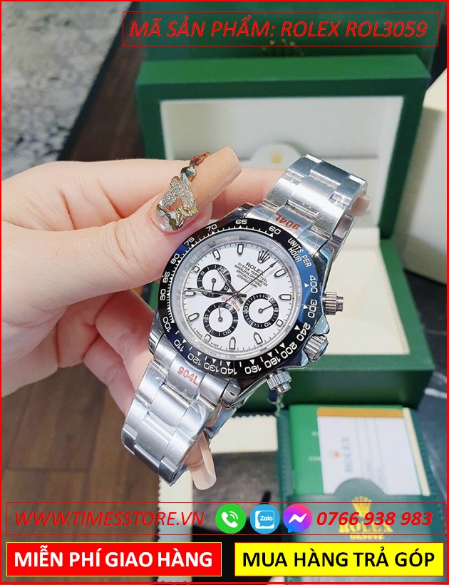 dong-ho-nam-rolex-f1-daytona-automatic-mat-trang-day-kim-loai-timesstore-vn