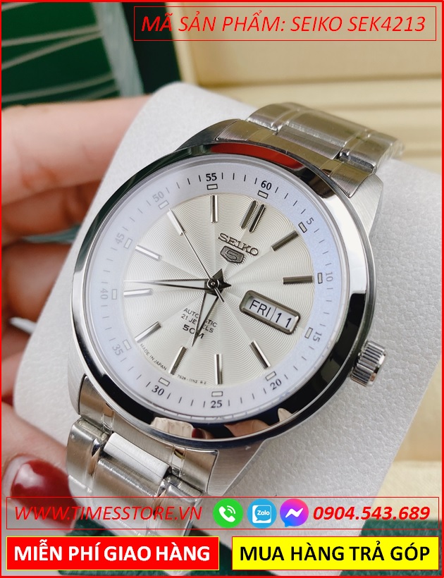 dong-ho-nam-seiko-5-automatic-mat-tron-trang-day-kim-loai-timesstore-vn