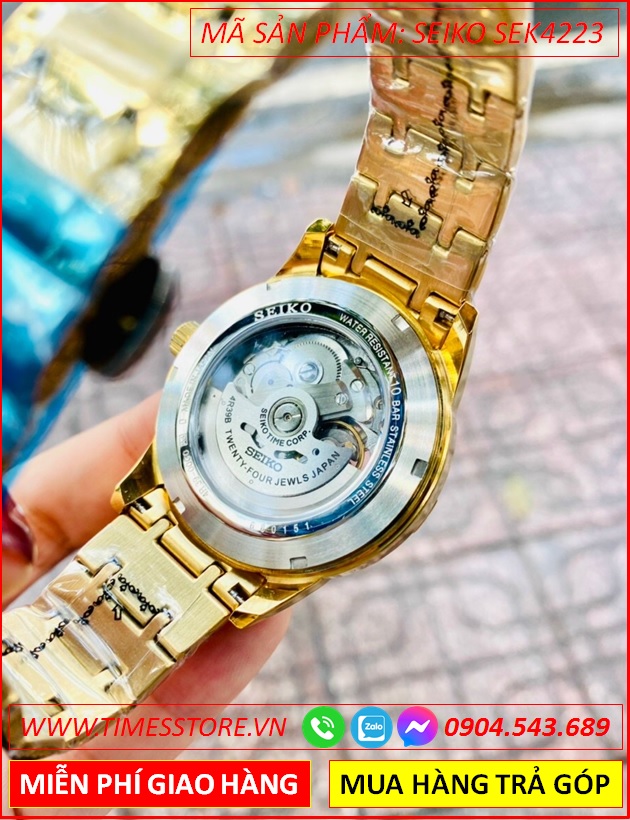 dong-ho-nam-seiko-automatic-mat-tron-xanh-duong-lo-tim-day-vang-gold-timesstore-vn