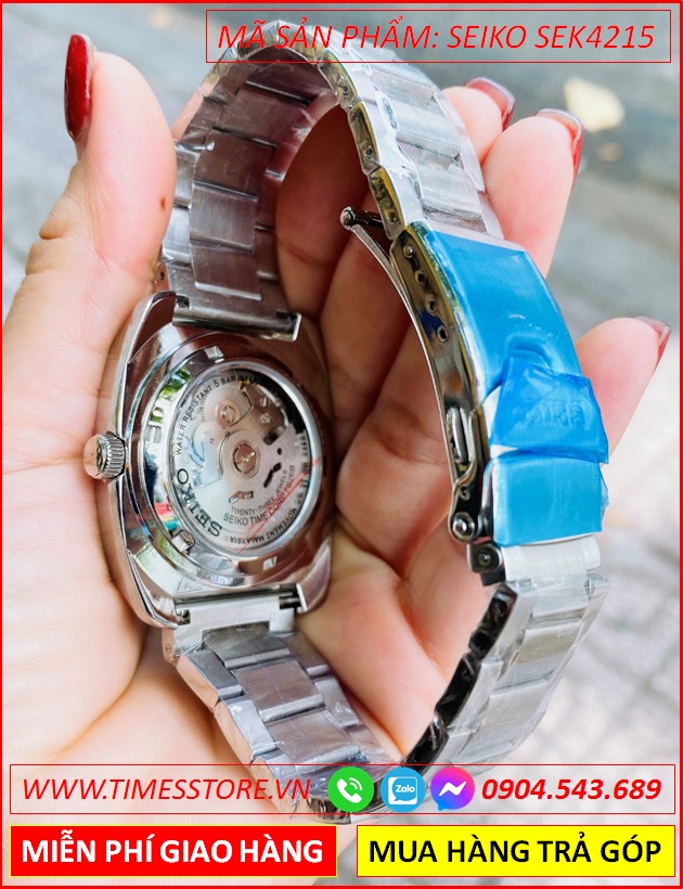 dong-ho-nam-seiko-recraft-automatic-mat-vuong-xanh-la-day-kim-loai-timesstore-vn