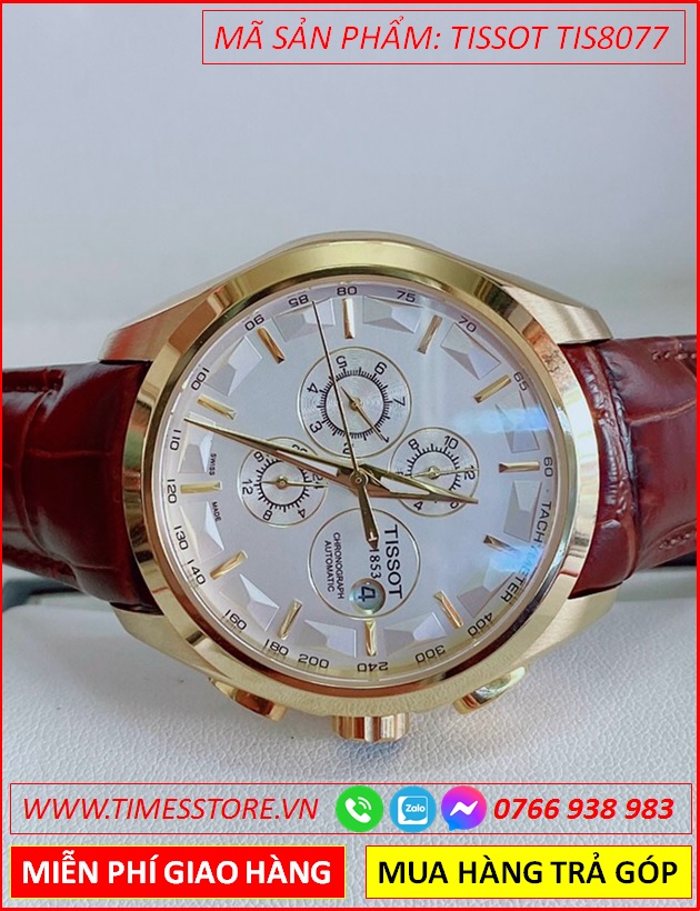 dong-ho-nam-tissot-automatic-mat-trang-6-kim-day-da-nau-timesstore-vn