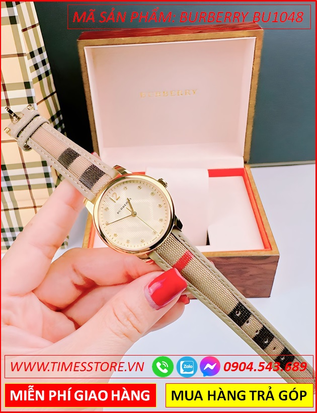 dong-ho-nu-burberry-mat-tron-vang-gold-day-da-caro-nude-timesstore-vn