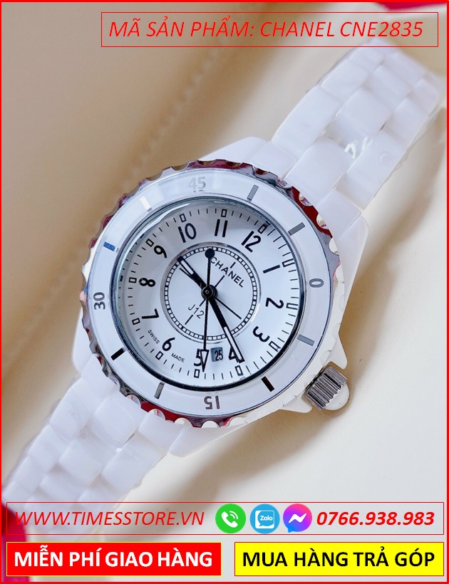 Chanel J12 White Ceramic 18K Rose Gold Diamond Ladies Watch H2180