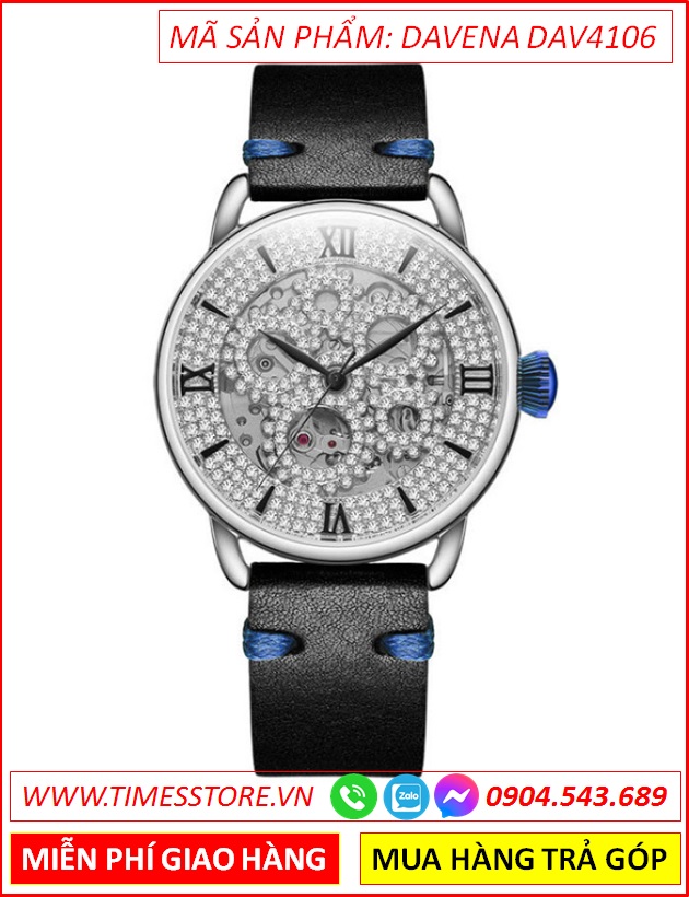 dong-ho-nu-davena-automatic-mat-tron-hinh-banh-rang-dinh-da-day-da-timesstore-vn