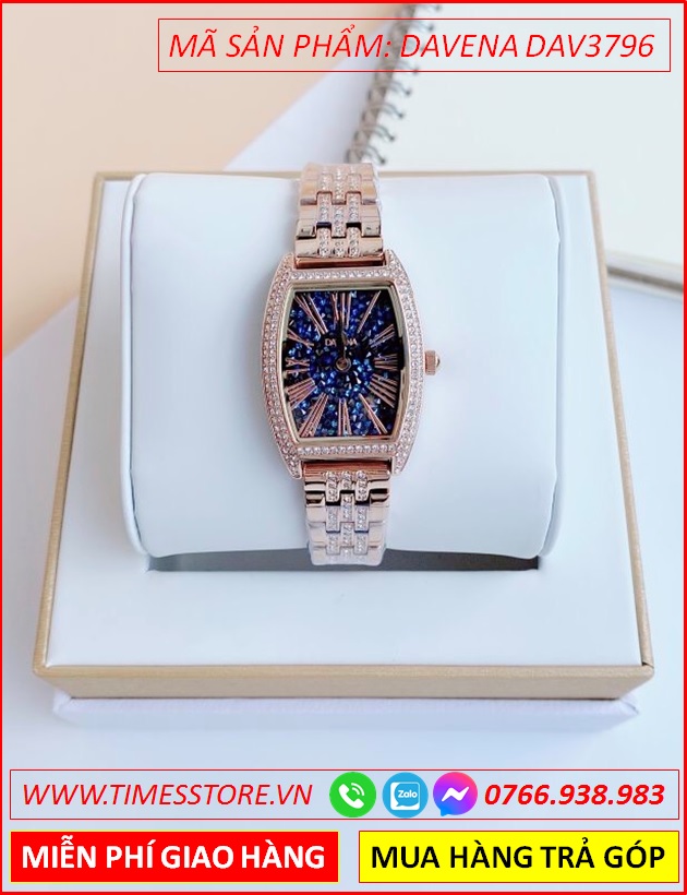 dong-ho-nu-davena-mat-oval-dinh-da-xanh-day-rose-gold-timesstore-vn