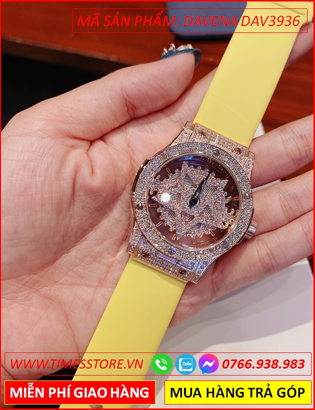 dong-ho-nu-davena-mat-tron-xoay-ngoi-sao-5-canh-full-da-swarovski-rose-gold-day-silicone-vang-timesstore-vn