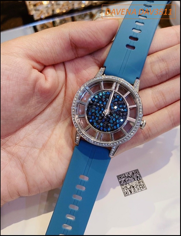 set-dong-ho-nu-davena-swarovski-mat-tron-xanh-day-silicone-xanh-duong-day-da-dep-gia-re-timesstore-vn