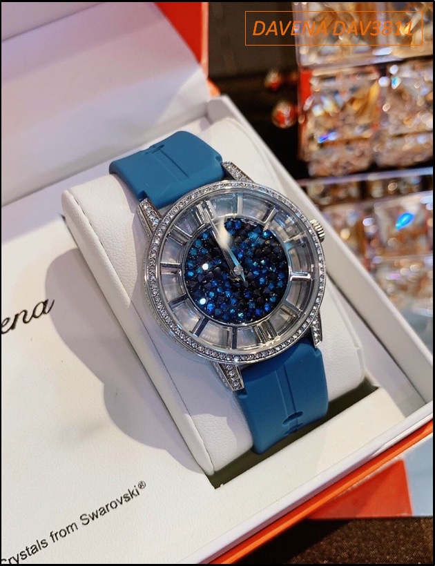 set-dong-ho-nu-davena-swarovski-mat-tron-xanh-day-silicone-xanh-duong-day-da-dep-gia-re-timesstore-vn