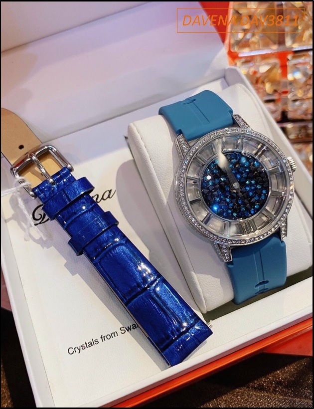 set-dong-ho-nu-davena-swarovski-mat-tron-xanh-day-silicone-xanh-duong-day-da-dep-gia-re-timesstore-vn