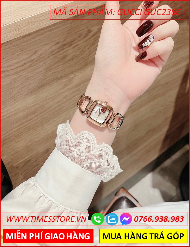 dong-ho-nu-gucci-mat-vuong-trang-lac-tay-rose-gold-timesstore-vn