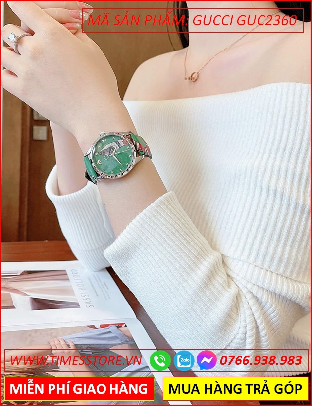 dong-ho-nu-gucci-timeless-mat-tron-day-da-xanh-hinh-ran-timesstore-vn