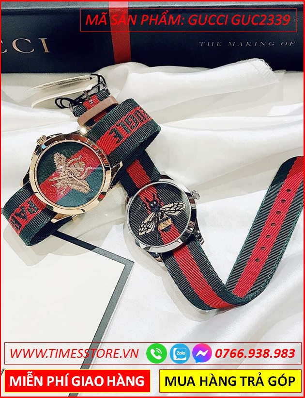 dong-ho-nu-gucci-unisex-mat-con-ong-day-nato-timesstore-vn